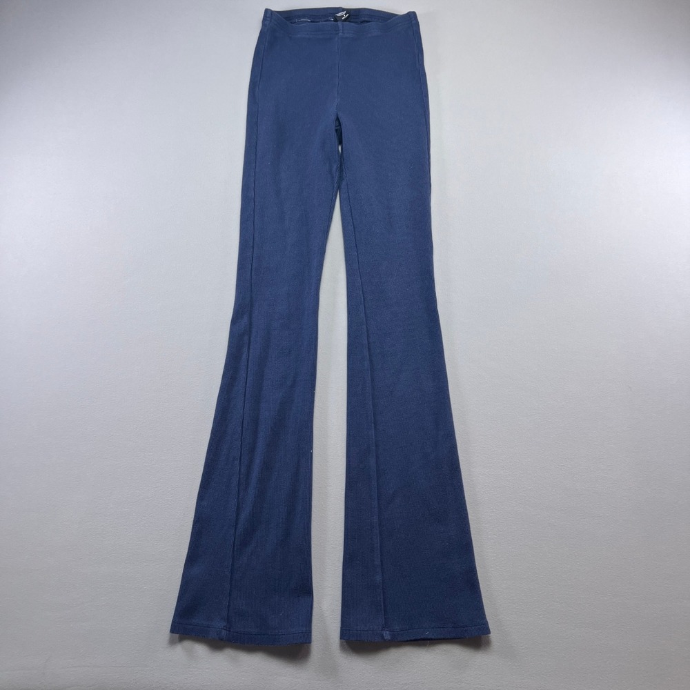 Pacsun Edikted Coffee Break Ribbed Flare Leggings Womens S Blue Cotton Stretch